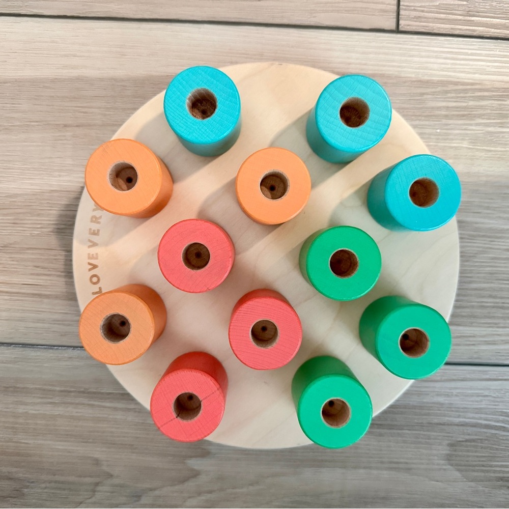 Lovevery Wooden Stacking Pegboard with carry bag